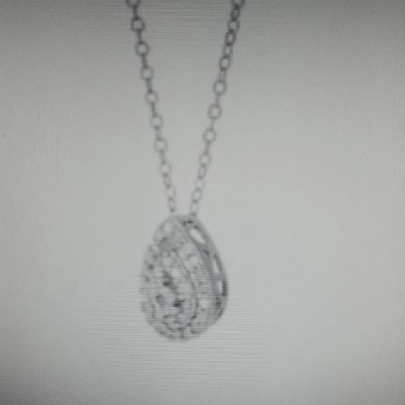 *PD* 1/4 ct. t.w. Pear Shape Diamond Pendant Necklace with 18"  in Sterling - Picture 3 of 5